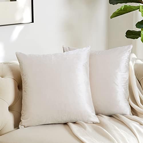 GIGIZAZA Decorative Throw Pillow Covers 16 x 16, Ivory Cream White Soft Pillow - Image 2
