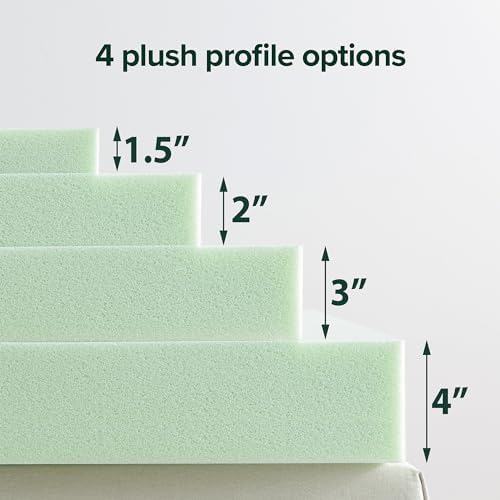 ZINUS 3 Inch Green Tea Memory Foam Mattress Topper, Dorm Bedding, - Image 7