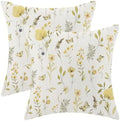 Spring Pillow Covers 20x20 Inch Set of 2, Mustard Yellow Green Wild Flower by AEIOAE
