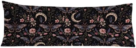 Mystical Gothic Moth Butterfly Body Pillow Covers 20x54, Witchy Home Decor by Exqcom