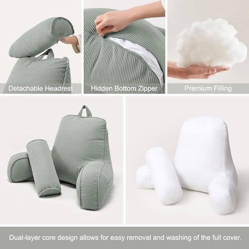 Corduroy Reading Pillow for Sitting Up, Bed Rest Pillow - Image 6
