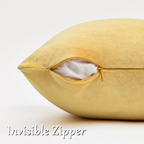 GIGIZAZA Yellow Velvet Pillow Covers 26x26 Decorative Pillows Pack of 2 - Image 4