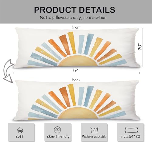 Retro Boho Sunset Sunrise 20x54 Body Pillow Cover Case, Baby Room Decor - Image 2