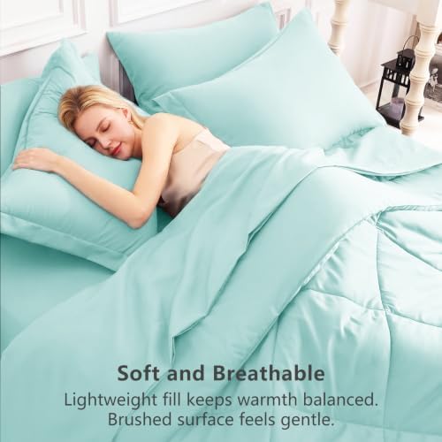 CozyLux King Comforter Set 102"x90" Spa Blue - Image 4