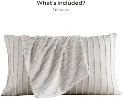 JELLYMONI Oatmeal Striped Tufted Pillowcases King Size - Image 7