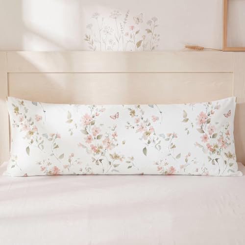Bedorm 20 x 54 Body Pillow Cover Cotton Floral Body Pillow Case 1 Pcs, Soft & - Image 5