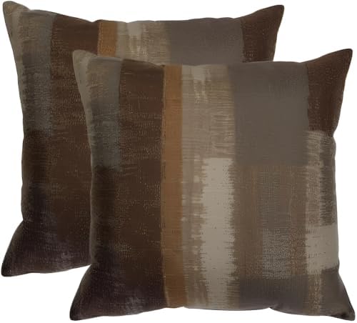Decorative Throw Pillow Covers, Abstract Brushstroke Pattern in Brown and Gray by Unknown