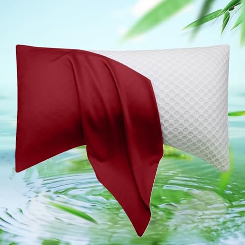 Cooling Side Sleeper Curved Crescent Pillow Case Queen 1 Pack 20 * 30 Red by ELIBABA