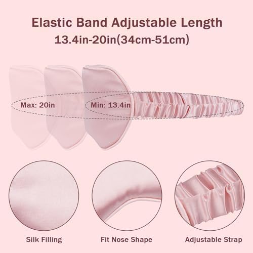 Amrules 2 Pack Silk Sleep Mask Set Adjustable, Blush Pink & Black - Image 3