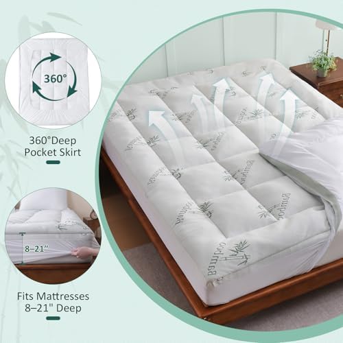 DOWNCOOL King Mattress Topper Memory Foam, Viscose Derived from Bamboo - Image 5