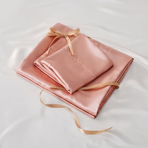 BEDELITE Satin Sheets Twin XL Size Bed Set, Rose Pink, 3 Pieces - Image 6