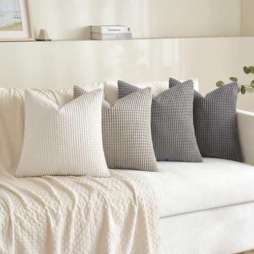 MIULEE Neutral Decorative Euro Pillow Covers 24x24 Set of 4 Modern Grey - Image 3
