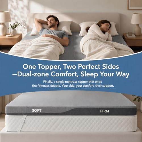 PERLECARE Dual Firmness Mattress Topper Full Size, 3 Inch Split Full Mattress - Image 2