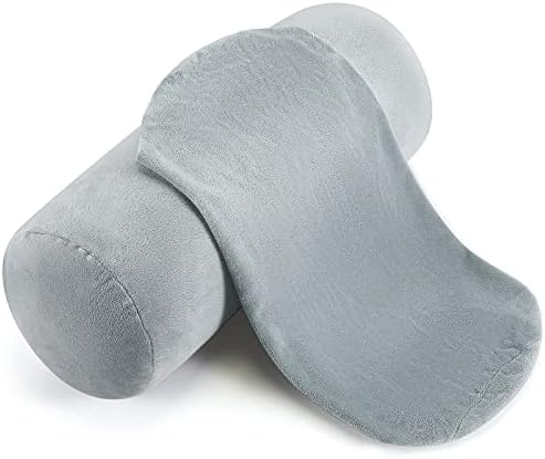 Newwiee 2 Pcs Neck Roll Pillow Case, 14 X 7 Inch Short Plush Gray by Newwiee