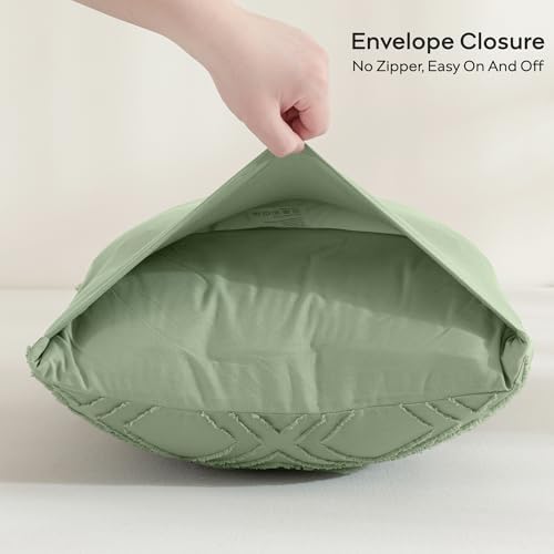 JELLYMONI Light Green Grid Tufted Pillowcases Standard Size - Image 5