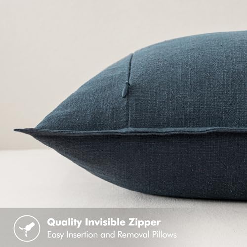 MIULEE Decorative Linen Pillow Covers 20x20 Inch Deep Blue - Image 3