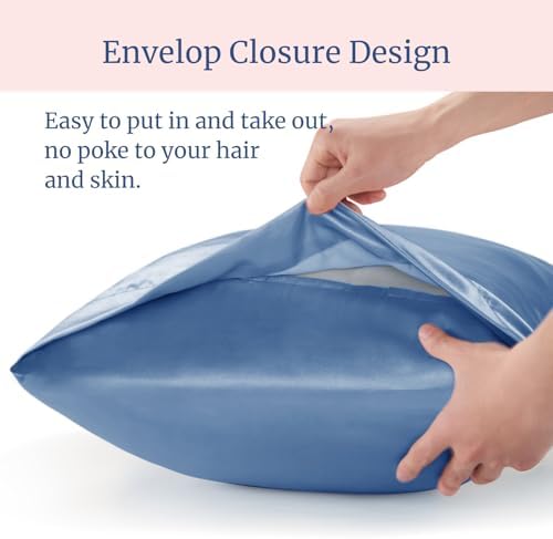 BEDELITE Satin Pillowcases, Small King 20x36 Inch, Airy Blue - Image 6