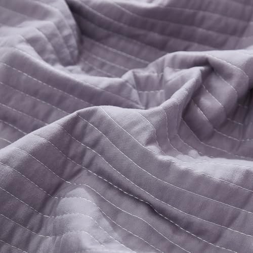 Stripe Quilted Pillowcases Set of 2, King Size Envelope Pillow Covers Soft - Image 6