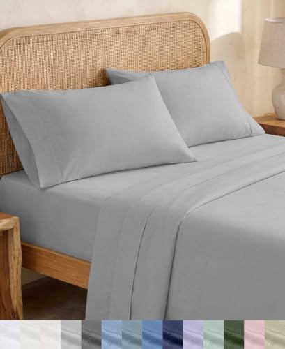 California Design Den Organic Cotton Twin Sheets Set, Light Grey by CaliforniaDesignDen