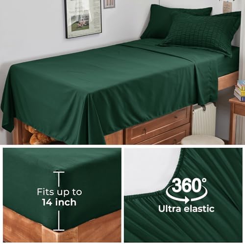 HYMOKEGE Emerald Green Twin XL Comforter Set Seersucker 5 Pieces, All Season - Image 6