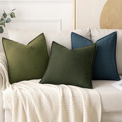 MIULEE Decorative Linen Pillow Covers 20x20 Inch Green - Image 4