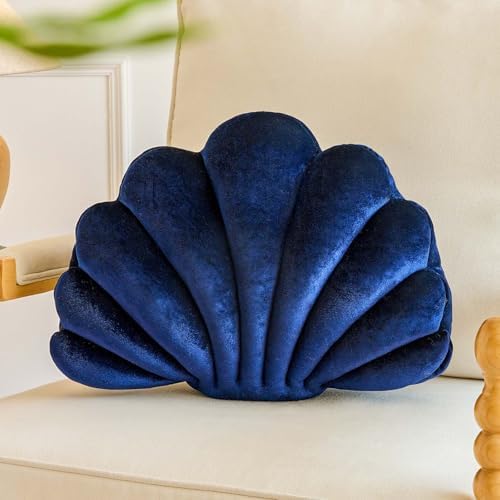 Lfsaaj Navy Blue Seashell Throw Pillows, Shell Shaped Throw Pillows, 13 Inch by Lfsaaj