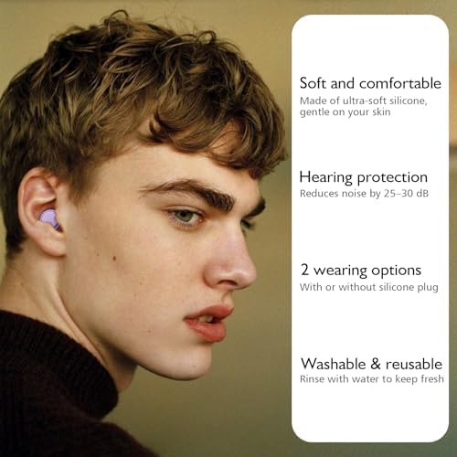 Jayine 2 Pairs Ear Plugs for Sleeping, Soft Full Silicone Ear Plugs for Noise - Image 3