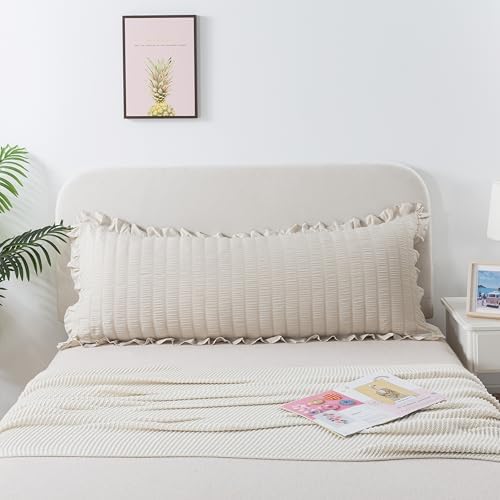 H Household Seersucker Body Pillowcases, 20x54 inches Long Pillowcase Ruffled by HHOUSEHOLD