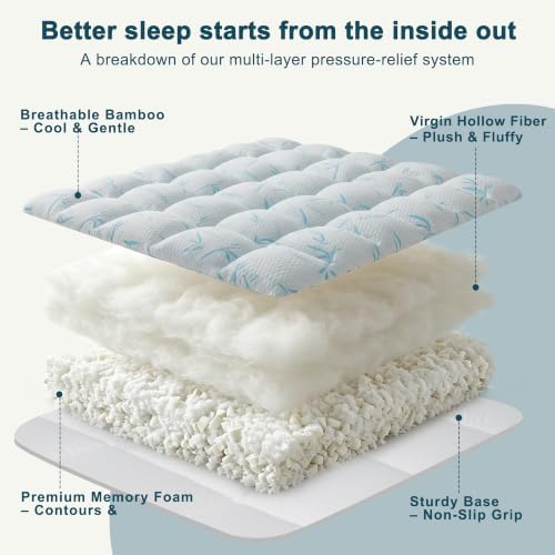 4 Inch Mattress Topper Memory Foam Cooling Bamboo Full Size - Image 4
