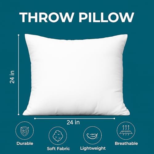 LANE LINEN 24x24 Throw Pillow Inserts Set of 2, Back Support - Image 4