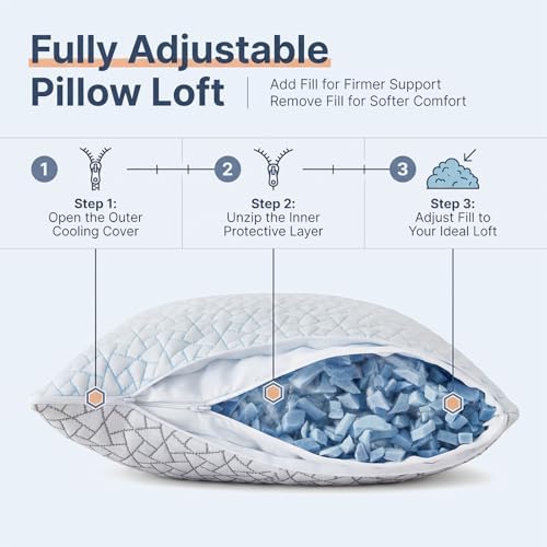 Alkyonos Cooling Pillow for Sleeping：Adjustable Shredded Memory Foam Bed Pillow - Image 7