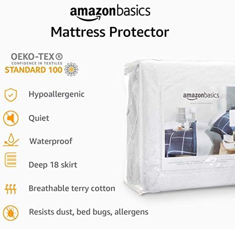 Amazon Basics Waterproof Breathable Mattress Protector, Queen Size, 18 inch Deep - Image 7