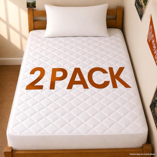 2 Pack Twin XL Mattress Pad Mattress Protector Topper Fits 16" Deep Pocket by UTOPIABEDDING