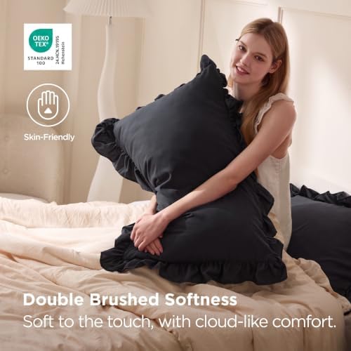 Bedsure Ruffle Pillow Cases Queen Size Set of 2 - Image 2