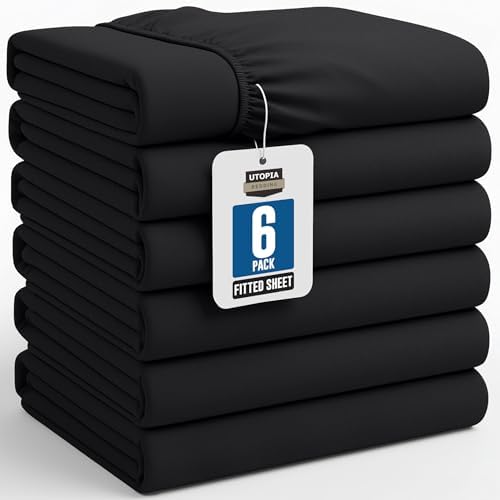 Pack of 6 Queen Fitted Sheet, Fits Up to 15 Inch Deep Pocket by UTOPIABEDDING
