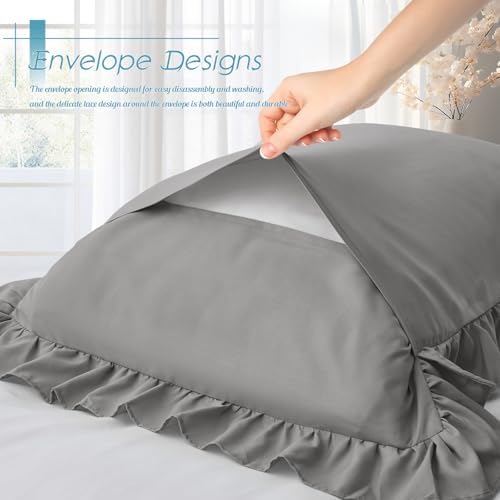 Ruffled Pillow Cases, Dark Grey, Standard 20"x26" - Image 5