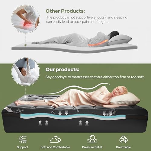 BEDLORE 4 Inch Dual Layer Memory Foam Mattress Topper Queen - Image 5