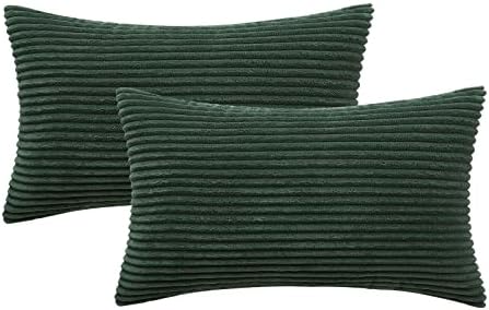 MIULEE Lumbar Corduroy Throw Pillow Covers Set of 2 12x20 Army Green - Image 6