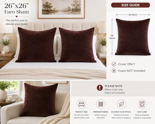 EVOLIVE Micromink Euro Sham Cover 26"x26", Hidden Zipper, 1 Pack - Image 6