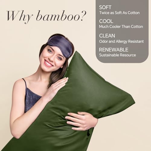 BEDELITE Body Pillow Pillowcase, Rayon from Bamboo, Olive Green - Image 2