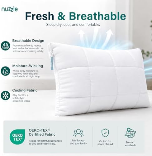 Nuzzle Adjustable Neck Pillows Queen Size Set of 2, Soft Luxury Hotel Feel - Image 4