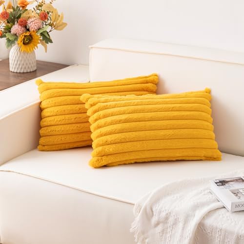 Aegero Pack of 2 Faux Fur Christmas Throw Pillow Covers 12x20 Inch by Unknown
