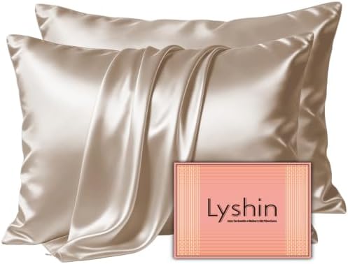 LYSHIN Silk Pillow Cases 2 Pack Standard Size by LYSHINSILKPILLOWCASES