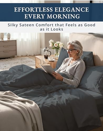 LANE LINEN King Size Sheets 100% Egyptian Cotton Sateen - Image 5