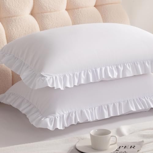 Ruffled Queen Pillow Shams, 2 Pack, 20x30 Inches by Aerlomi