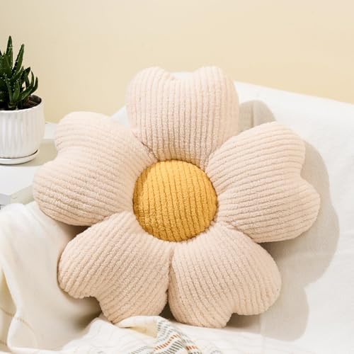 Sioloc Flower Shaped Throw Pillow, Fun Daisy Pillow, 25.6" Large White Flower by HEALTHYCOMFORTLIFE