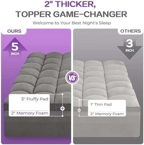 SINWEEK Dual Layer 5 Inch Memory Foam Mattress Topper Twin XL Size - Image 2