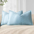Foindtower Decorative Linen Lumbar Throw Pillow Covers 12x20 Light Blue by Foindtower