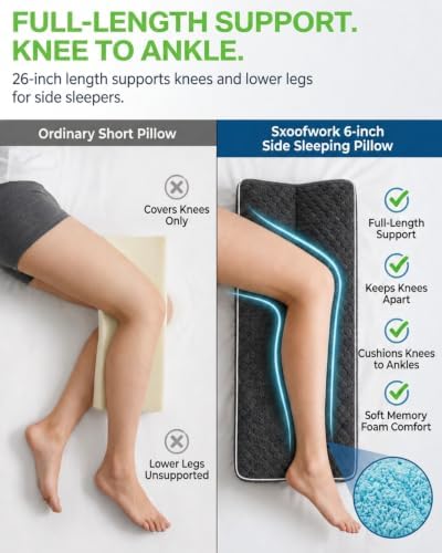 Knee Pillow for Side Sleepers, Memory Foam Leg Pillow, Dark Grey - Image 3