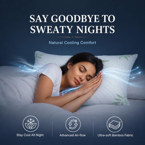 Cooling Hybrid Bed Pillows for Sleeping Standard/Full Size Set of 2 - Image 3